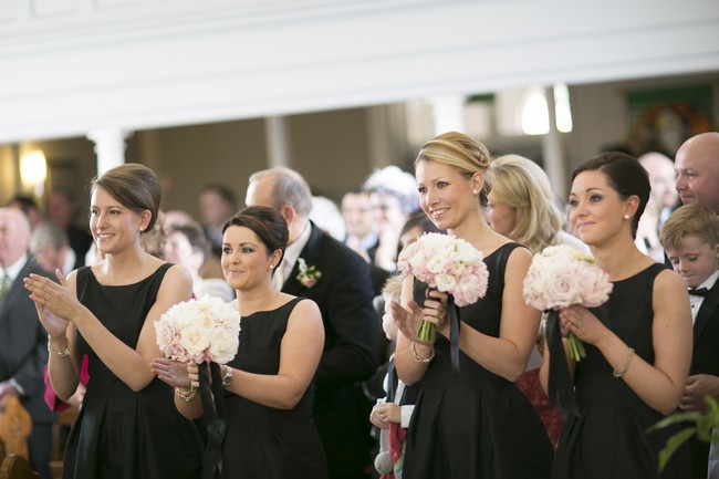 bridesmaids in dessy dresses short black