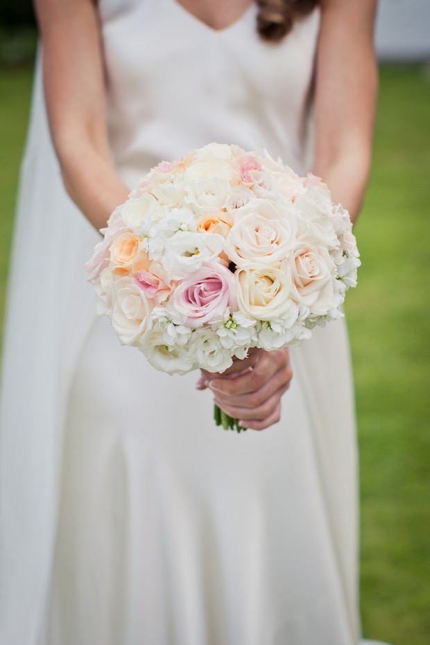 white pink orange wedding bouquet