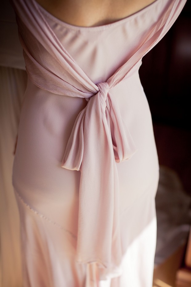 detail back pink bridesmaid dress