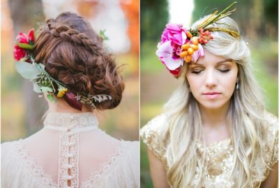 wedding hair fresh flowers crown spring