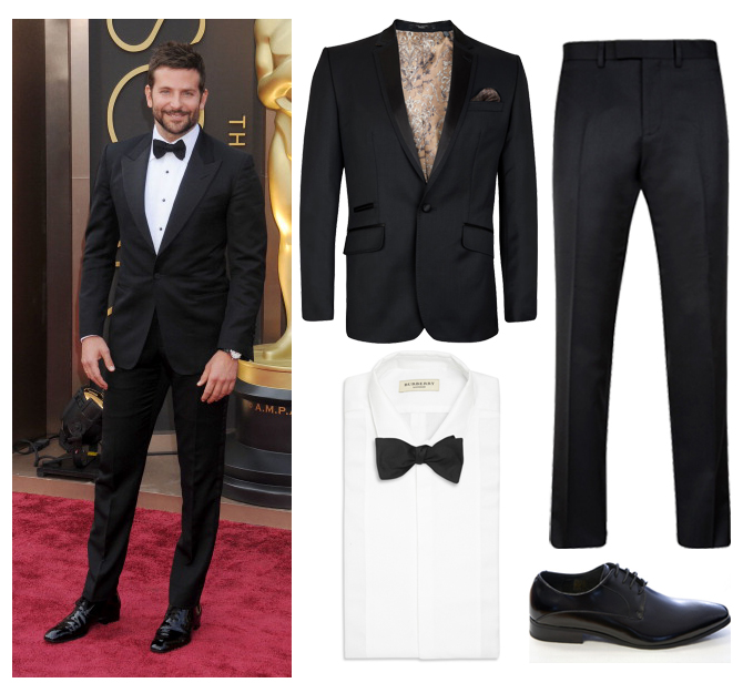 Bradley Cooper Black Three Piece Tuxedo Suit