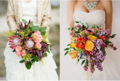 colourful statement wedding bouquet trend 2014