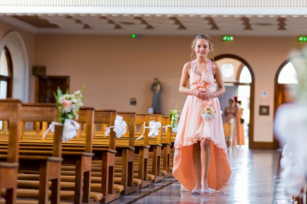 Peach bridesmaid dress