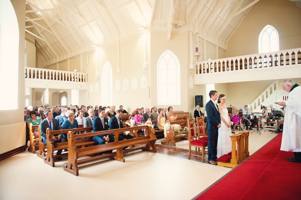bride and groom church wedding ceremony