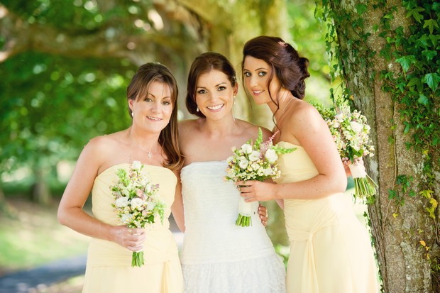 bridesmaids in pale yellow summer