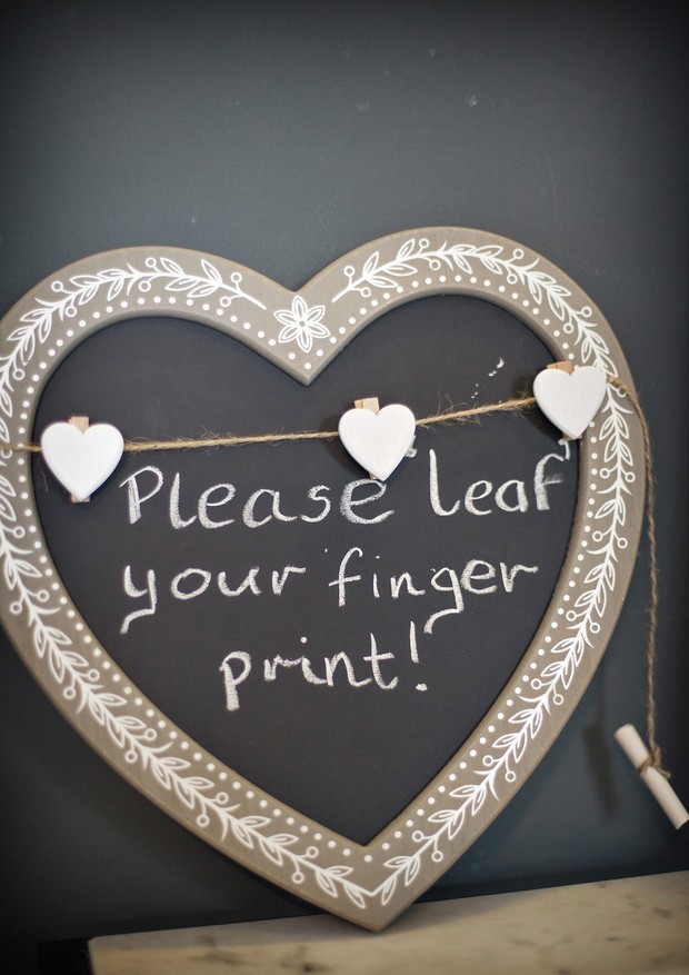 chalkboard wedding sign finger print tree