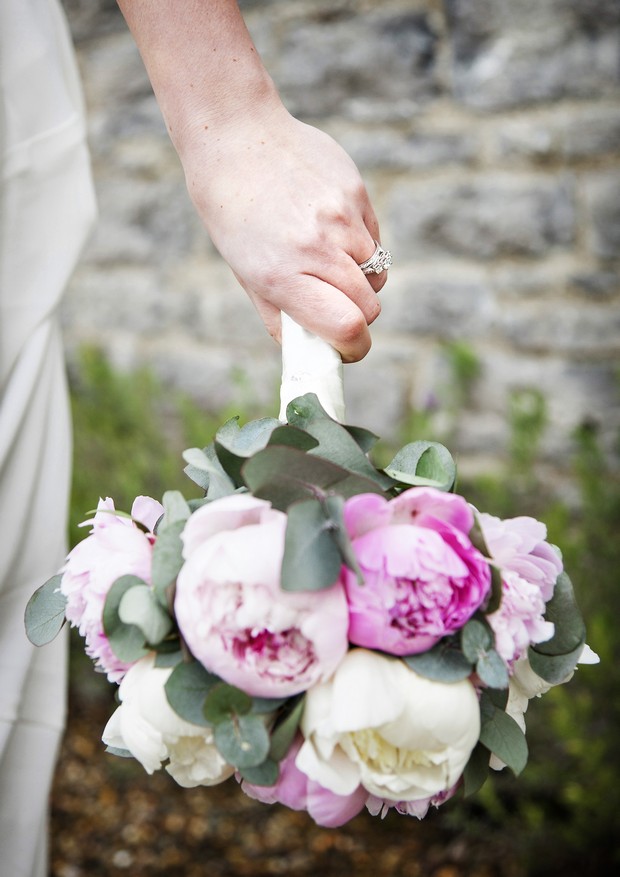 pink and white peony wedding bouquet
