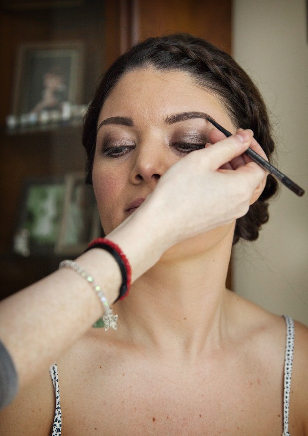 bride getting make-up done