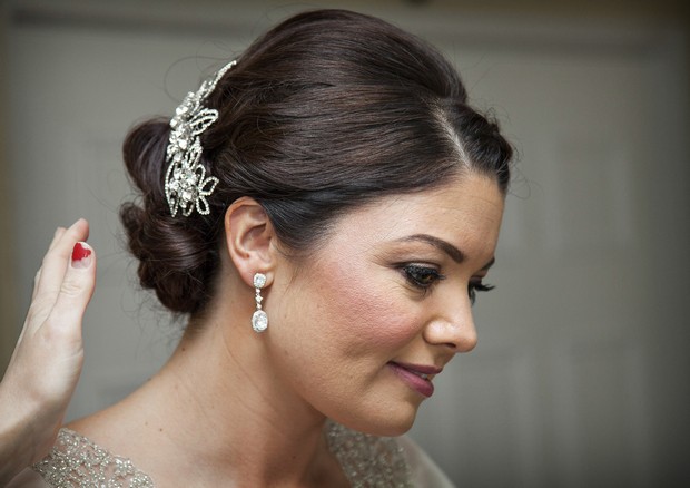 classic wedding up do hair comb