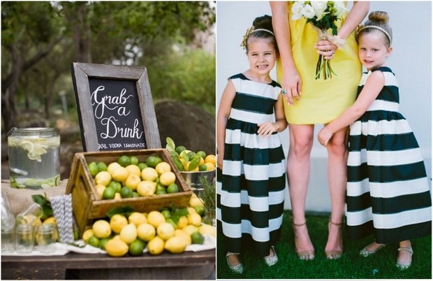lemon black and white stripe wedding inspiration