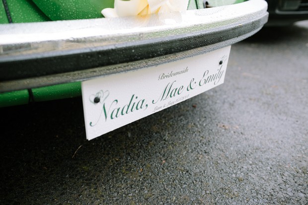 little touches wedding bridesmaids number plate car