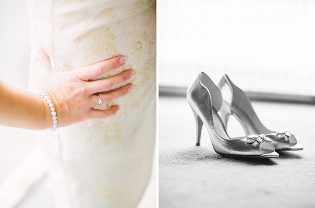 gold silver wedding details shoes