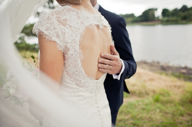 Lace Keyhole Back Wedding Dress Real Bride - Lough Rynn Wedding on weddingsonline.ie