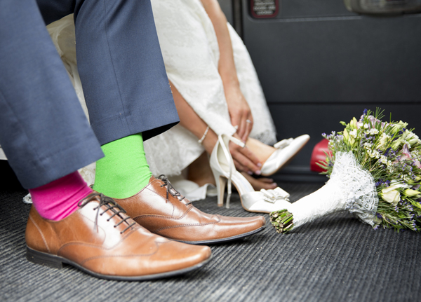 groom colourful pink green socks