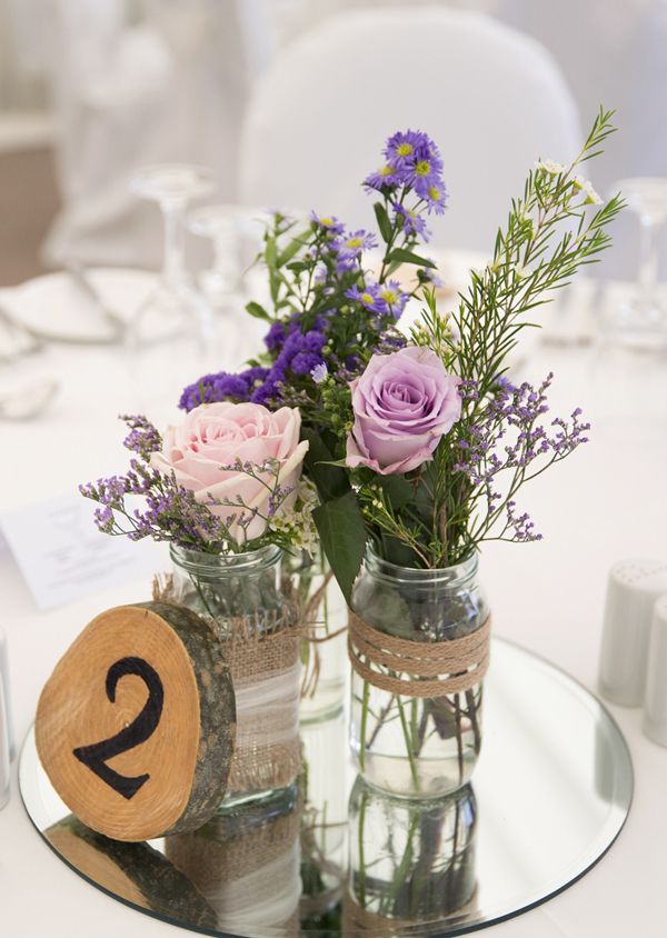 rustic purple lilac table centerpiece wood carved number