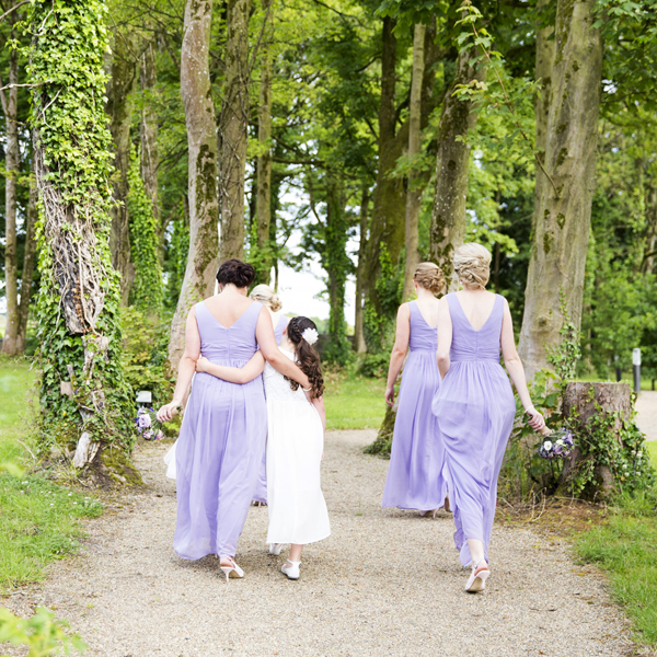 lilac bridesmaids outdoor wedding