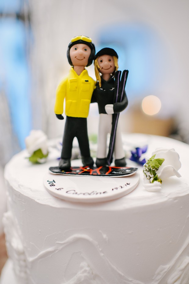 skiing themed wedding cake topper