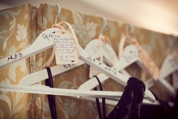 personalised handwritten bridesmaid dress hangers wedding
