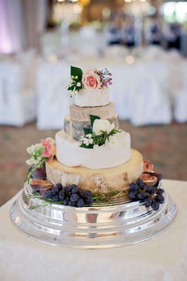 pretty cheese wheel wedding cake stand
