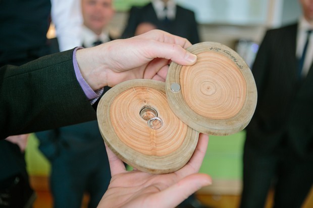 wooden tree wedding ring holder