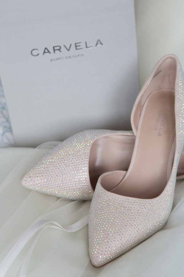 cream sparkly carvela wedding shoes
