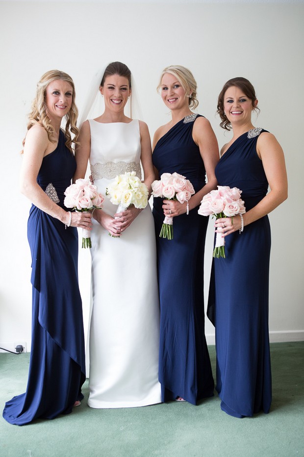 full length navy bridesmaid dresses