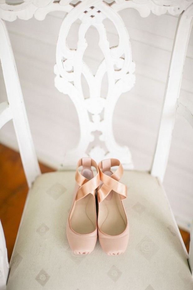 blush ballet flat wedding shoes
