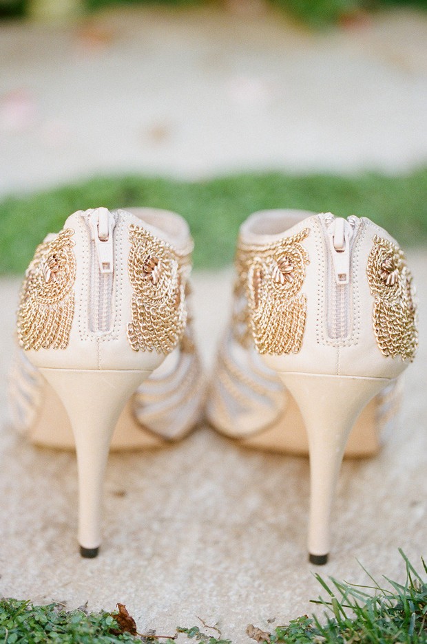 gold chain back embellished stylish wedding shoes