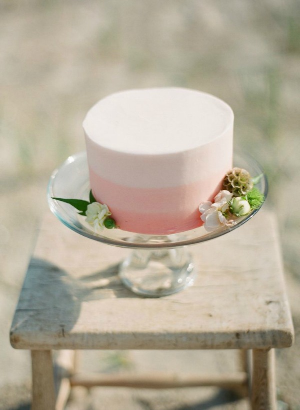 pink_ombre_single_tier_modern_Wedding_Cake