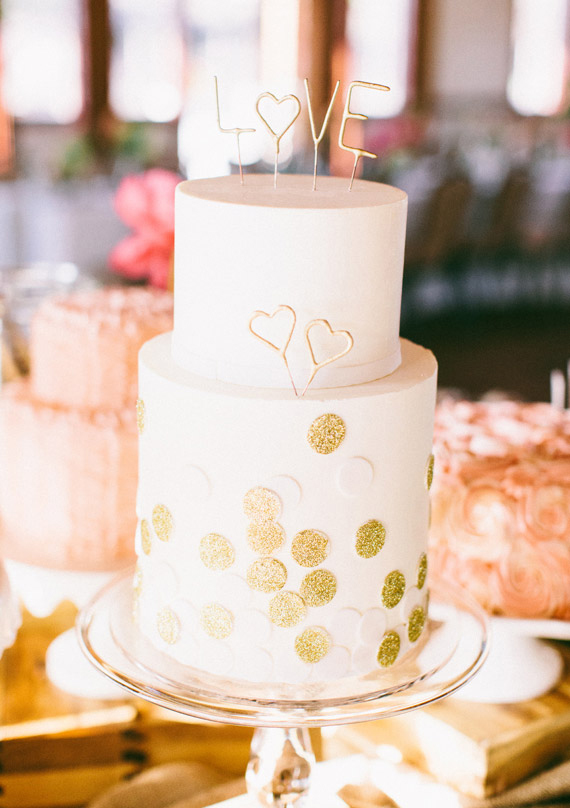 top_wedding_Cake_Trends_2015_gold_glitter_polkadot