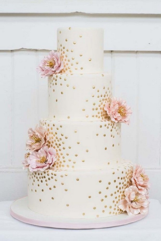 whimsical_gold_polkadot_wedding_Cake
