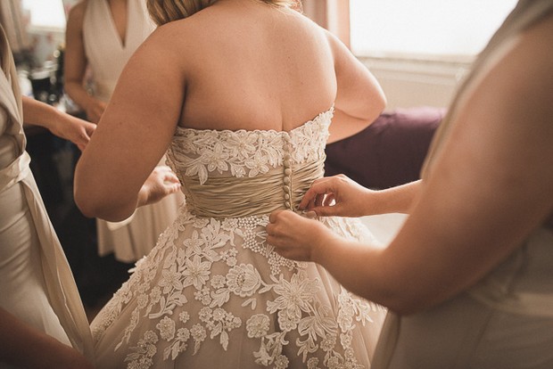 bride-in-tea-length-lace-applique-justin-alexander-wedding-dress (3)