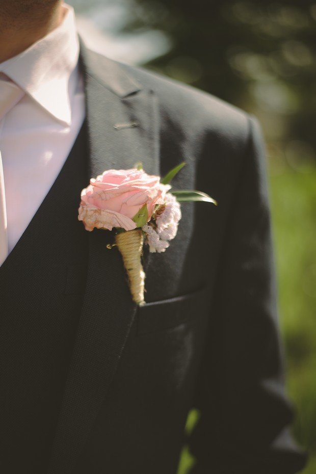 diy-pastel-pink-rose-twine-wedding-button-hole-hand-tied