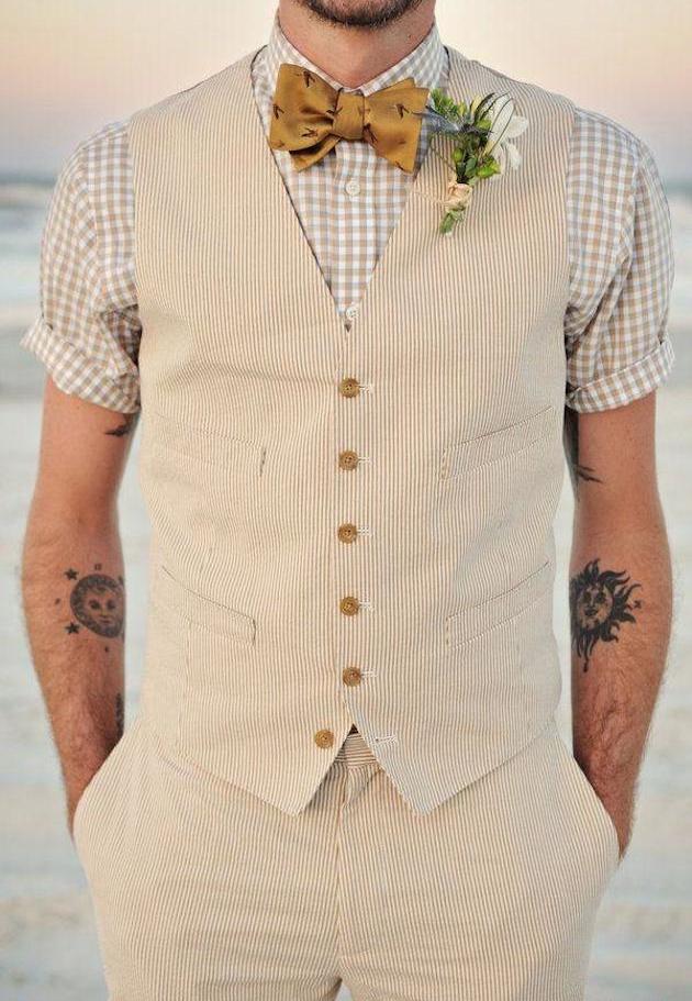 Groom-Stylish-Wedding-Suit-Short-Sleeve-Shirt