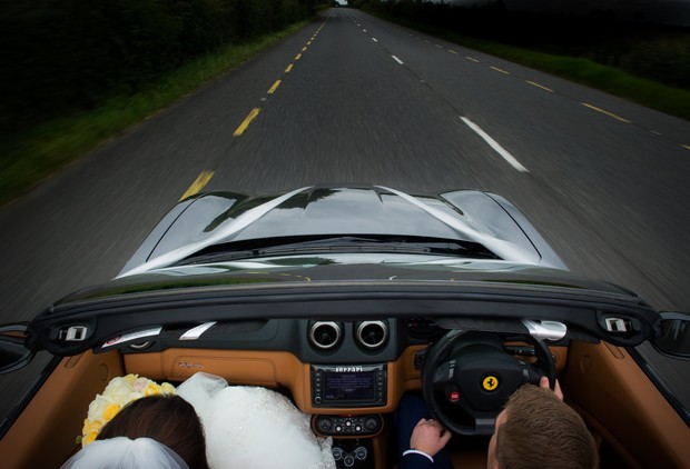 15-Bride-Groom-Driving-Getaway-Car-Convertible