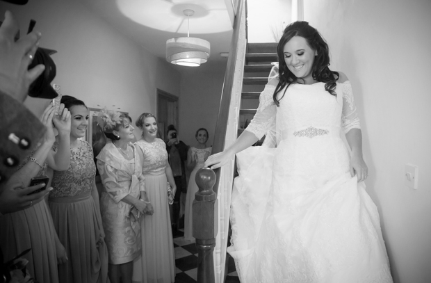 Traditional-Irish-Wedding-Bride-at-Home-Entrance-Hu-OReilly-weddingsonline