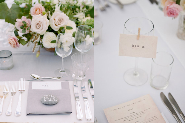 Wedding Table Seating Place Name Cards with glittered hearts