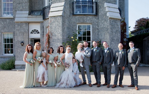 bellingham-castle-real-wedding-bridal-party-outside