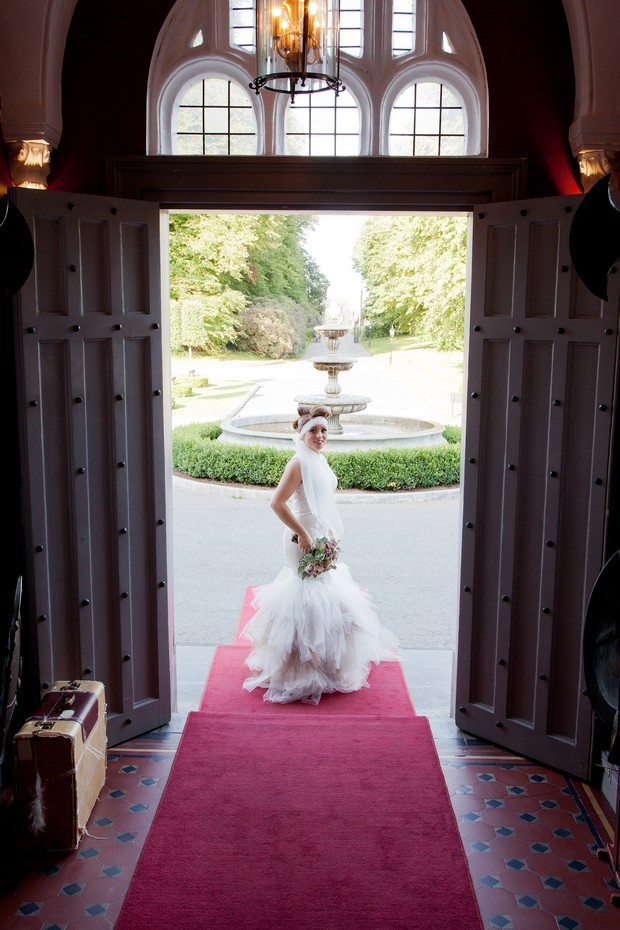 bellingham-castle-real-wedding-bride-at-door