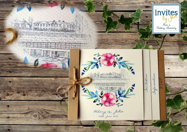 illustrated-venue-wedding-invitation-with-florals-invites-by-jen