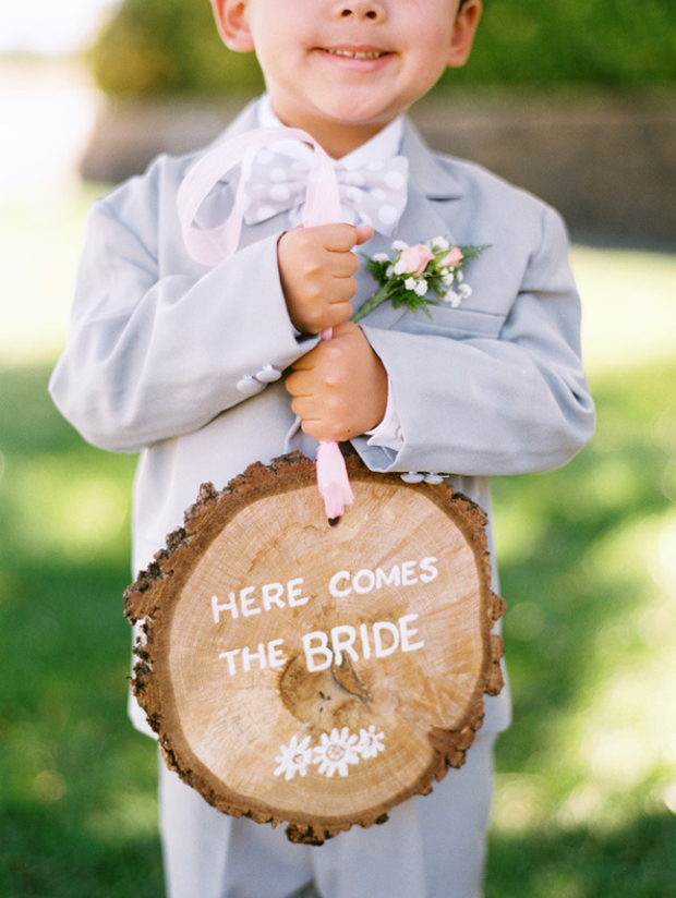 Here Comes The Bride Wooden Page Boy or Flower Girl Wedding Sign 