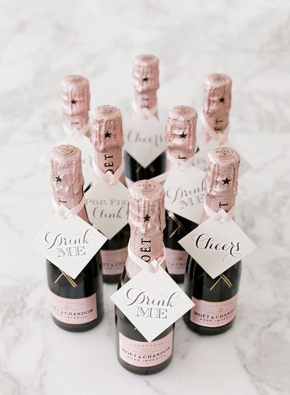Winter-wedding-favours-personal-champagne-bottles