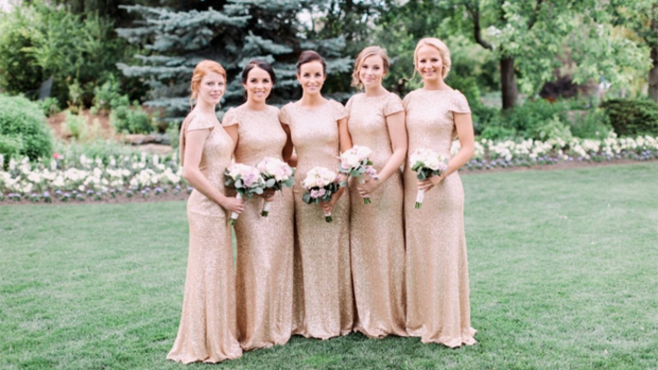 silver metallic bridesmaid dresses