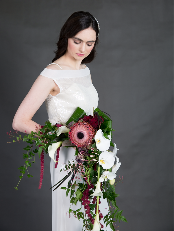 Winter-Wedding-Bouquet-Gothic-Purple-Protea-weddingsonline