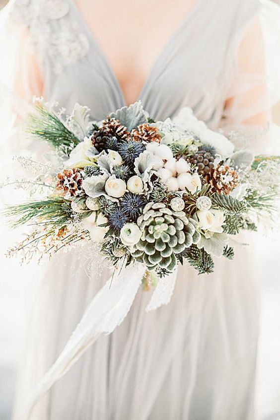 Winter-Wedding-Bouquet-Small-Succulents-weddingsonline