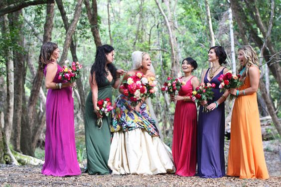 Bridesmaids In Bold Colours