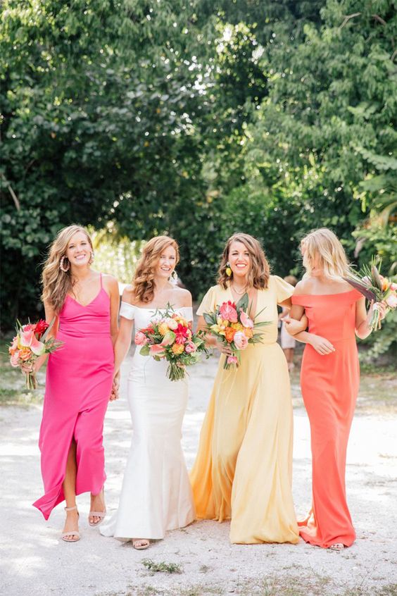 Bridesmaids In Bold Colours 