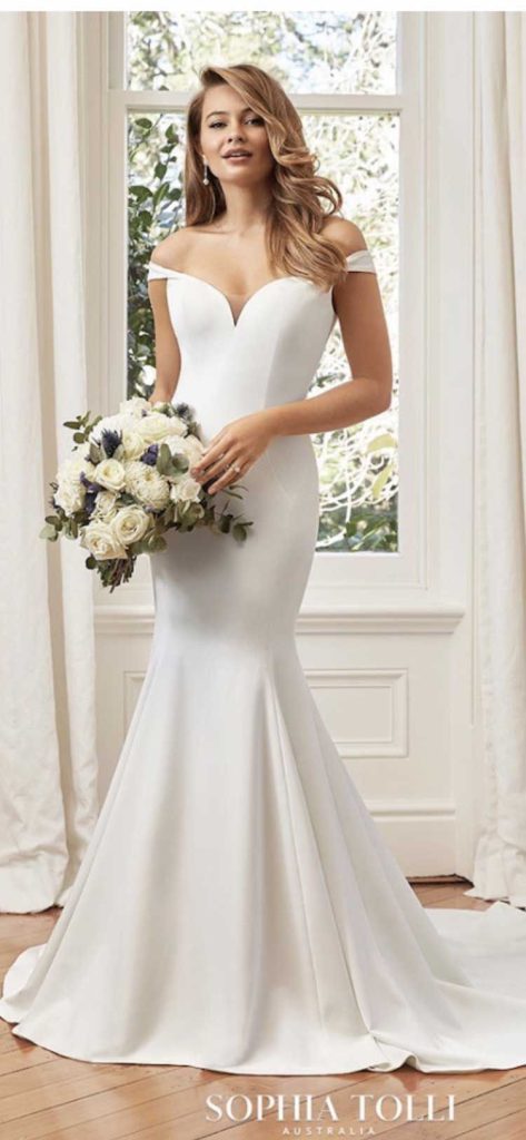 off the shoulder wedding gowns