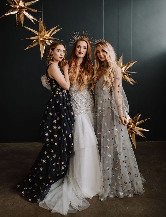 sparkle winter bridesmaids