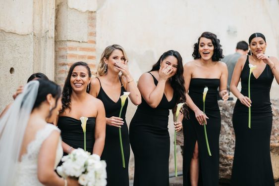 black bridesmaids dresses